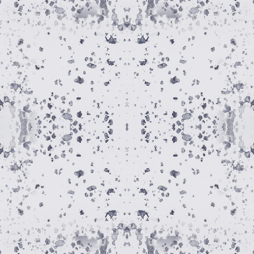An abstract ink splash pattern with mirror symmetry, featuring organic shapes reflected perfectly across a central axis, on a white background.