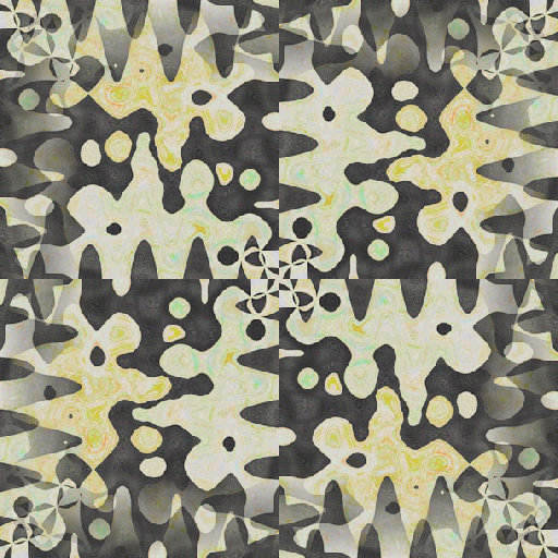 Abstract AI pattern with fluid, splat-like forms in rotation, inspired by Recurrent Neural Networks (RNNs).