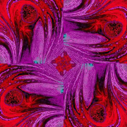 Abstract generative AI art wallpaper with colorful purple and red swirling marbling patterns in a seamless rotation repeat.