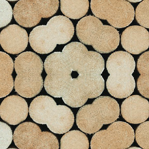 Hexagonal pattern wallpaper featuring a close-up of stacked wooden cylinders, showcasing natural wood texture and precise geometric repetition.