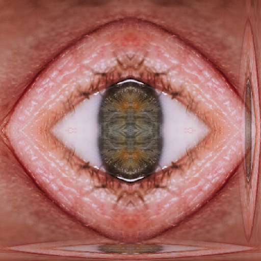 Close-up macro view of a human eye, showcasing detailed iris patterns and eyelashes, presented in a mirror symmetry repeat tile for wallpaper.