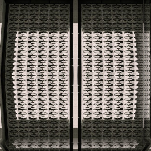 A modern architectural pattern with mirrored arches and geometric details, inspired by a building facade in Arizona, used as self-adhesive wallpaper.