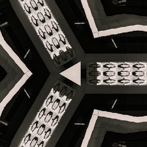 A geometric, hexagonal repeating pattern inspired by the architecture of Arizona State University buildings, in a Hex symmetry mode.
