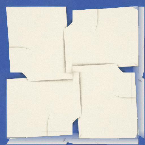 Bauhaus Blocks pattern featuring red, yellow, and blue geometric shapes arranged symmetrically with rotation symmetry on a white background.
