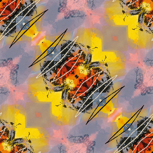 Diamond symmetry pattern representing emotional vibrations, a seamless repeat tile of wallpaper⁶ in vibrant and muted colors.