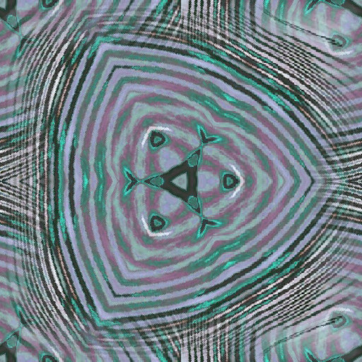 Wave interference pattern in hexagonal symmetry, showcasing physics principles with smooth, flowing lines and interlocking shapes. Wallpaper design.