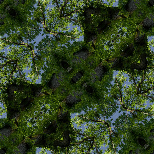 Diamond symmetry wallpaper pattern inspired by Merkle Trees, showing abstract branching structures against a blue background.