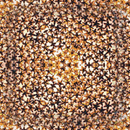 Abstract golden star pattern with hexagonal symmetry, resembling a coded cipher, on a self-adhesive wallpaper.