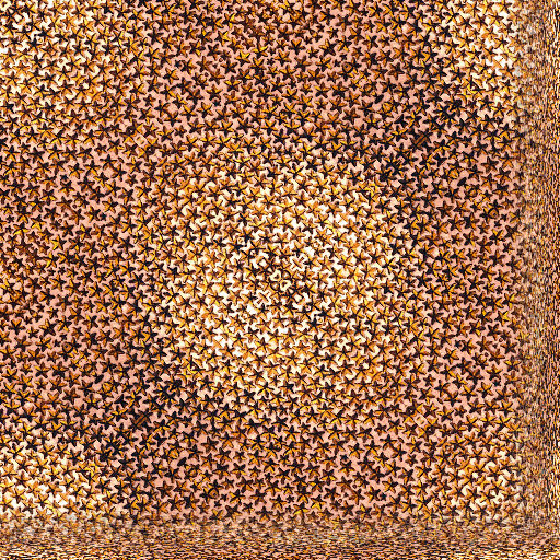 Close-up of a wallpaper pattern featuring an array of golden star shapes arranged in a repeating diamond symmetry, abstract and geometric.