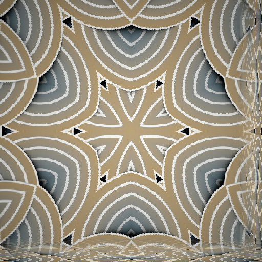 Op-Art kaleidoscope pattern with repeating geometric shapes in a mesmerizing symmetrical arrangement, 'Echoing Forms' by wallpaper⁶.