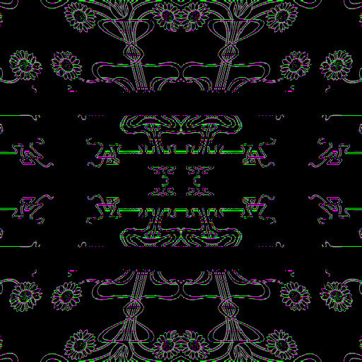 Art Nouveau floral pattern with mirror symmetry, featuring stylized flowers and scrolling organic lines, secesja style, self-adhesive wallpaper tile.